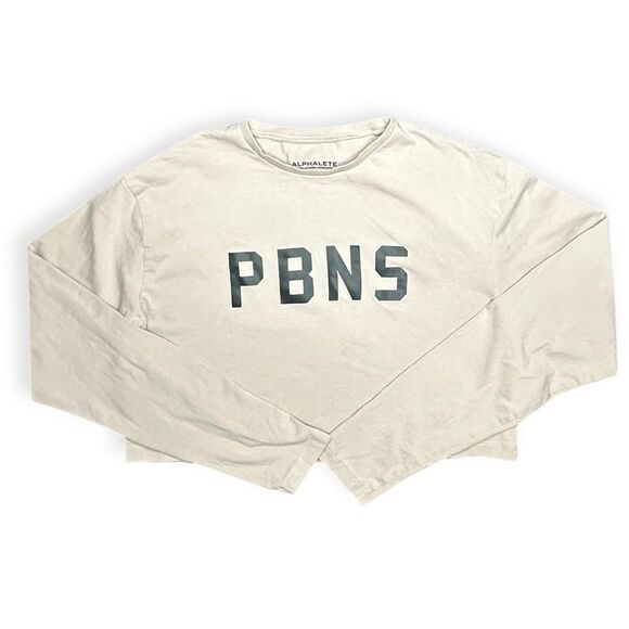 ALPHALETE Women’s Beige PBNS Long Sleeve Crop Tee Size Small - Picture 1 of 5